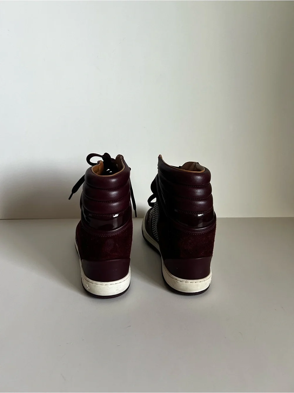 Louis Vuitton Burgundy and White High-Top Sneakers